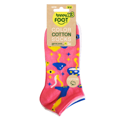 Комплект от 3бр. памучни чорапи Agiva Happy Foottopia гъби микс