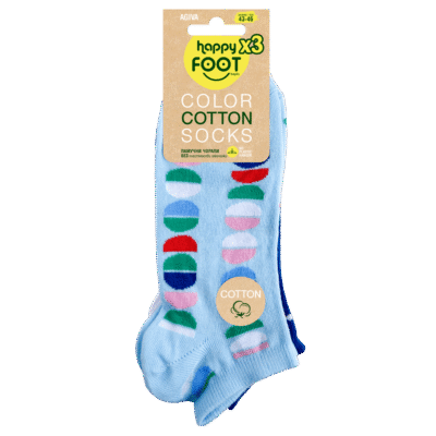 Мъжки комплект от 3бр. памучни чорапи Agiva Happy Foottopia син микс